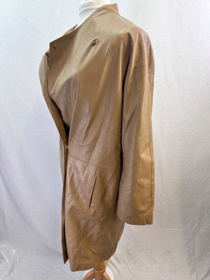 Modern Rarity Cream Midlength Leather Coat Size M Nearly New Condition