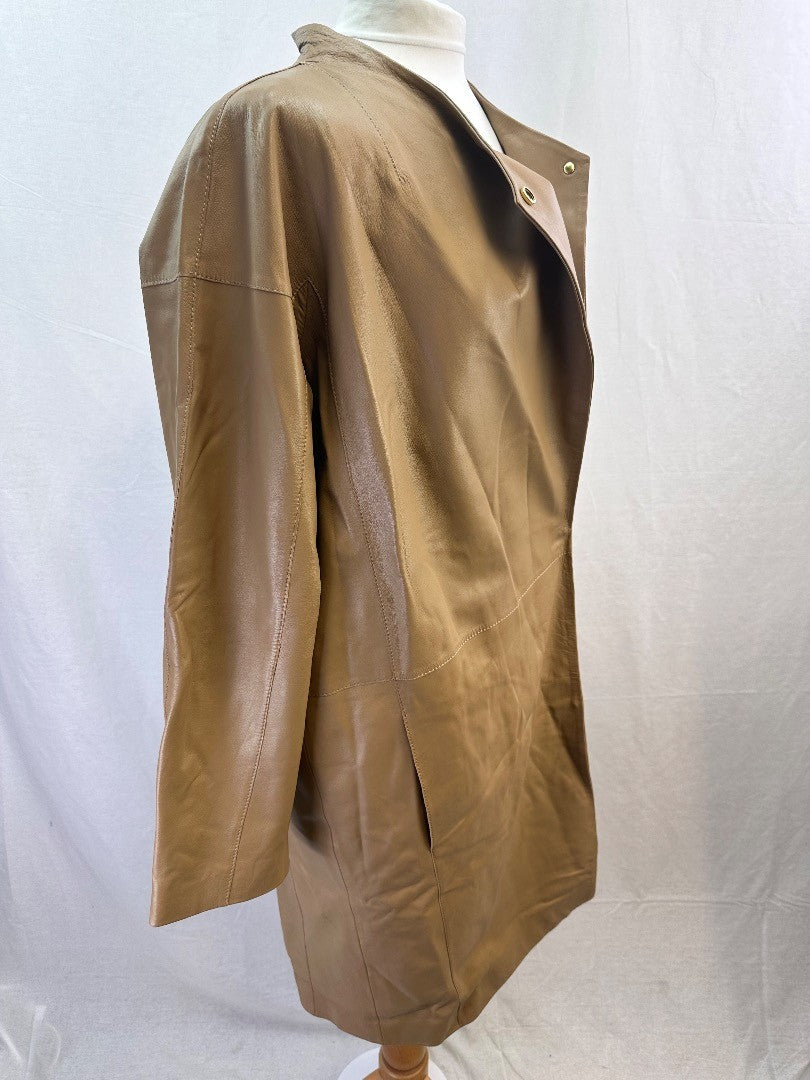 Modern Rarity Cream Midlength Leather Coat Size M Nearly New Condition