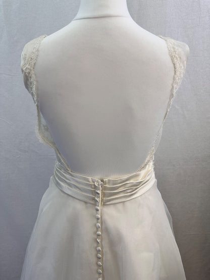 Romantica Tea Length Wedding White Layers Backless Dress Size S Excellent Condition