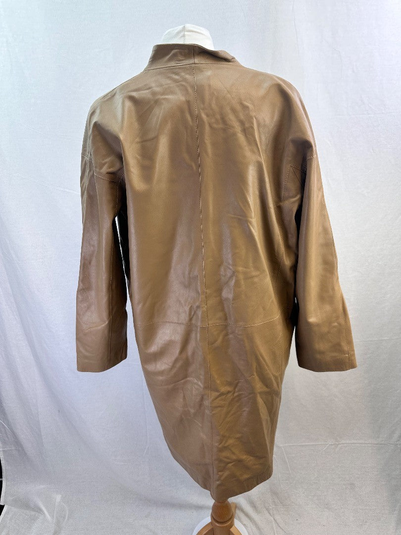 Modern Rarity Cream Midlength Leather Coat Size M Nearly New Condition