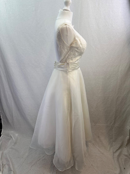 Romantica Tea Length Wedding White Layers Backless Dress Size S Excellent Condition