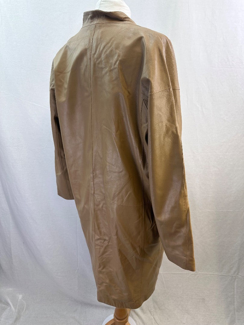 Modern Rarity Cream Midlength Leather Coat Size M Nearly New Condition