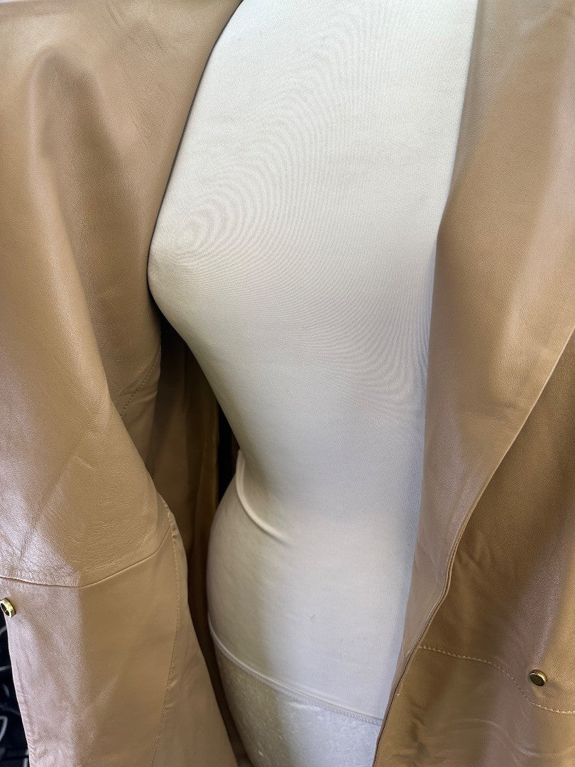 Modern Rarity Cream Midlength Leather Coat Size M Nearly New Condition