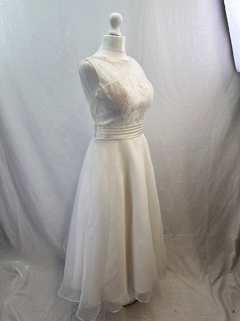 Romantica Tea Length Wedding White Layers Backless Dress Size S Excellent Condition