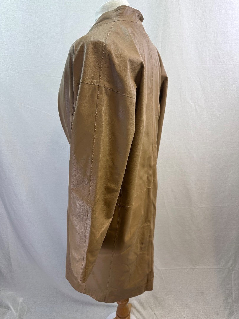 Modern Rarity Cream Midlength Leather Coat Size M Nearly New Condition