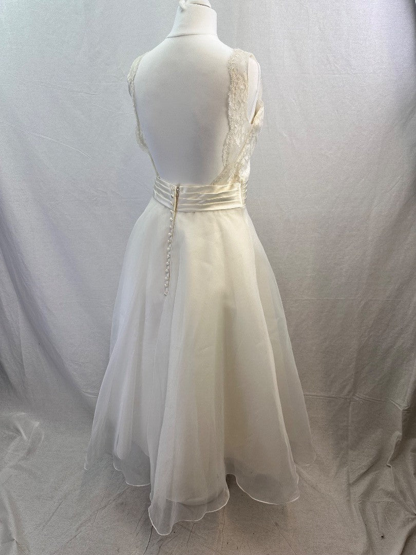 Romantica Tea Length Wedding White Layers Backless Dress Size S Excellent Condition