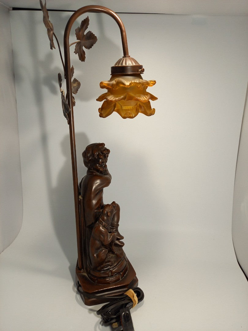 French Ornate Reproduction J. Pilet Statue Statement Vintage Lamp Approx 21.5"