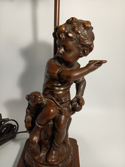 French Ornate Reproduction J. Pilet Statue Statement Vintage Lamp Approx 21.5"