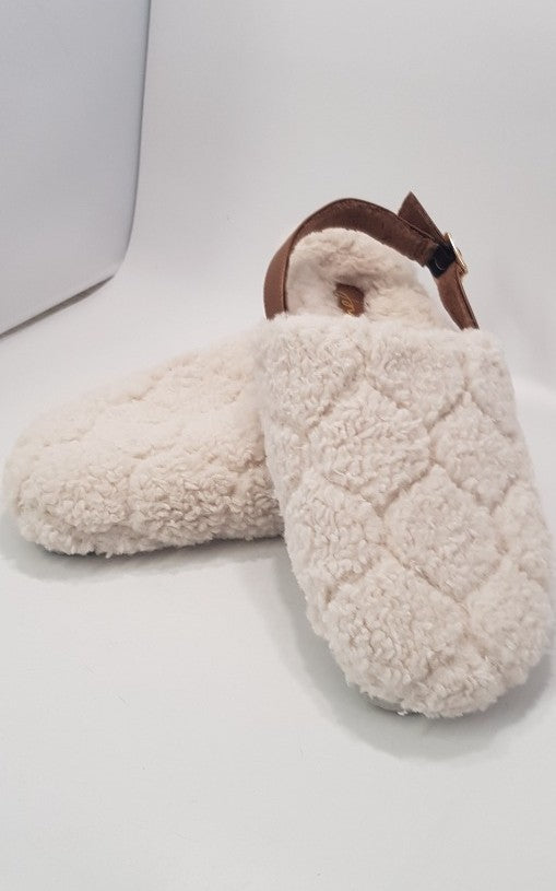 Joules Faux Sheepskin Cream Slingback Slippers Size L Excellent Condition