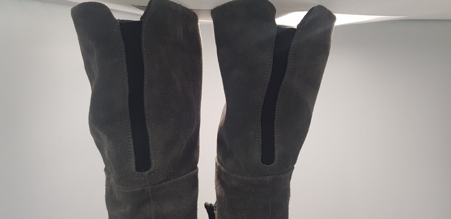 Kurt Geiger Grey leather Over the Knee Boots Size 3.5 Euro 36 Excellent Condition