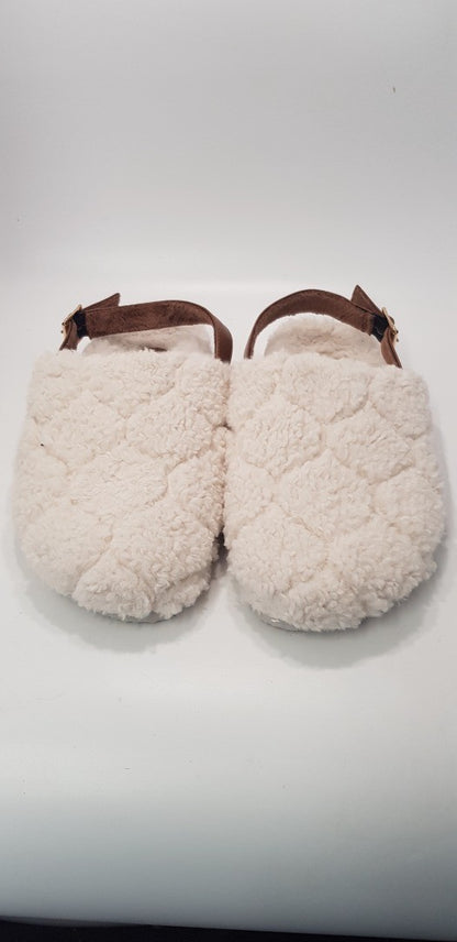 Joules Faux Sheepskin Cream Slingback Slippers Size L Excellent Condition