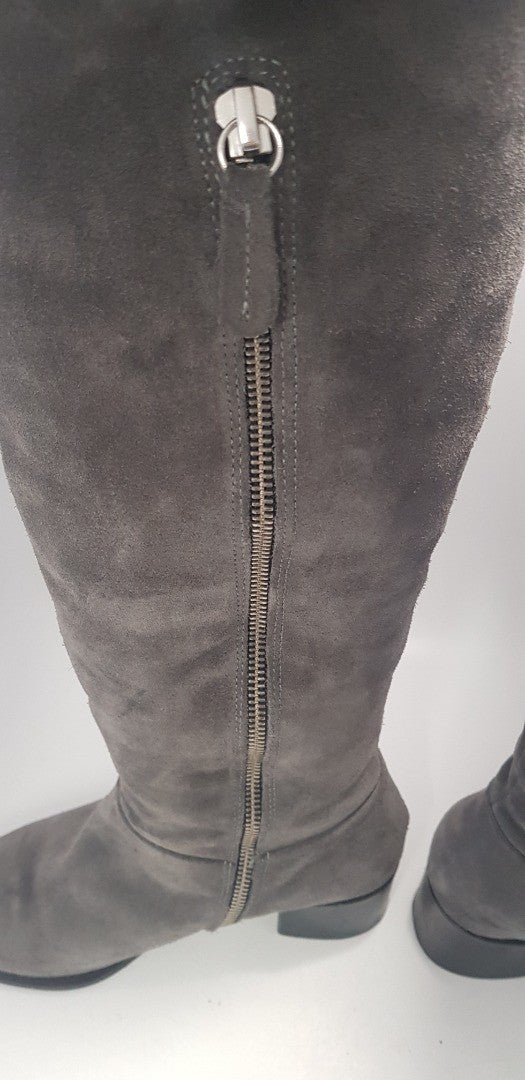 Kurt Geiger Grey leather Over the Knee Boots Size 3.5 Euro 36 Excellent Condition