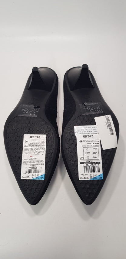 M&S Black Leather Slip On Heels Size 5.5 / Euro 39 Brand New No Box