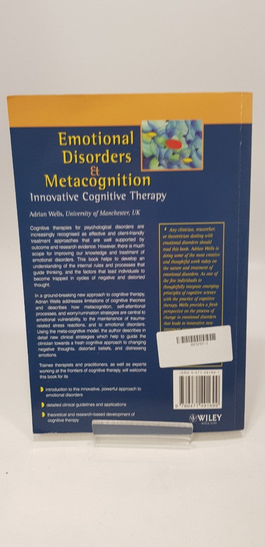 Emotional Disorders & Metacognition By Adrian Wells Paperback VGC