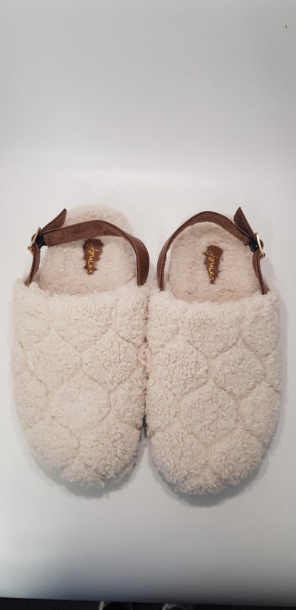 Joules Faux Sheepskin Cream Slingback Slippers Size L Excellent Condition