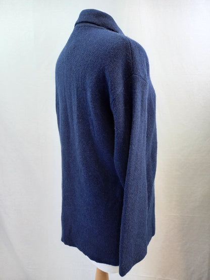 Chiaramente Italy Blue Cardigan Knitted Wool Blend Ladies - Size XL