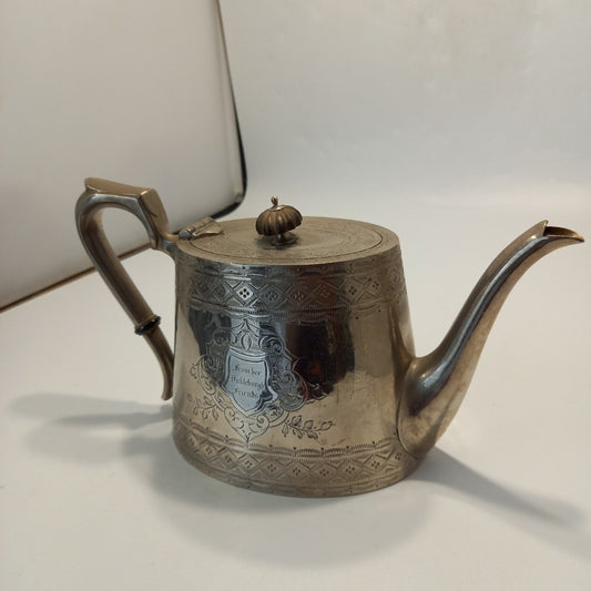 Daniel And Arter Vintage Silver Plated Decorated Tea Pot