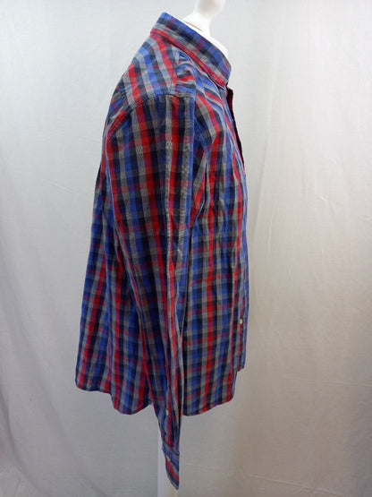 Tommy Hilfiger Golf Blue / Red Checkered Long Sleeve Shirt Mens - Size EU L