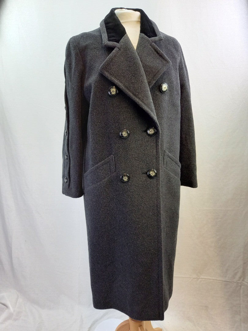 Windsmoor Grey Wool Cashmere Blend Oversized Winter Coat - Size UK 10