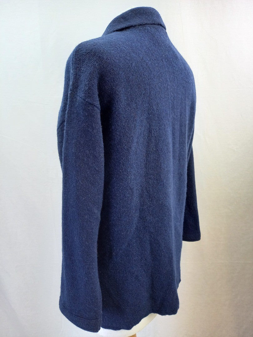 Chiaramente Italy Blue Cardigan Knitted Wool Blend Ladies - Size XL