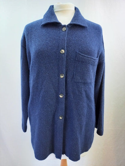 Chiaramente Italy Blue Cardigan Knitted Wool Blend Ladies - Size XL