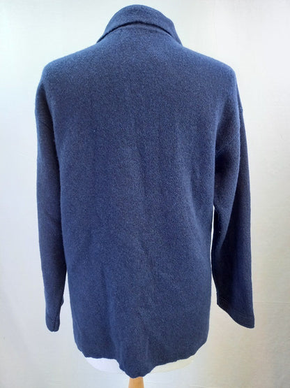 Chiaramente Italy Blue Cardigan Knitted Wool Blend Ladies - Size XL