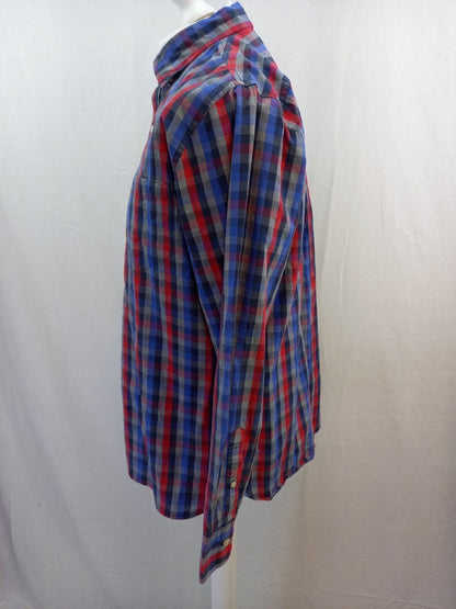 Tommy Hilfiger Golf Blue / Red Checkered Long Sleeve Shirt Mens - Size EU L