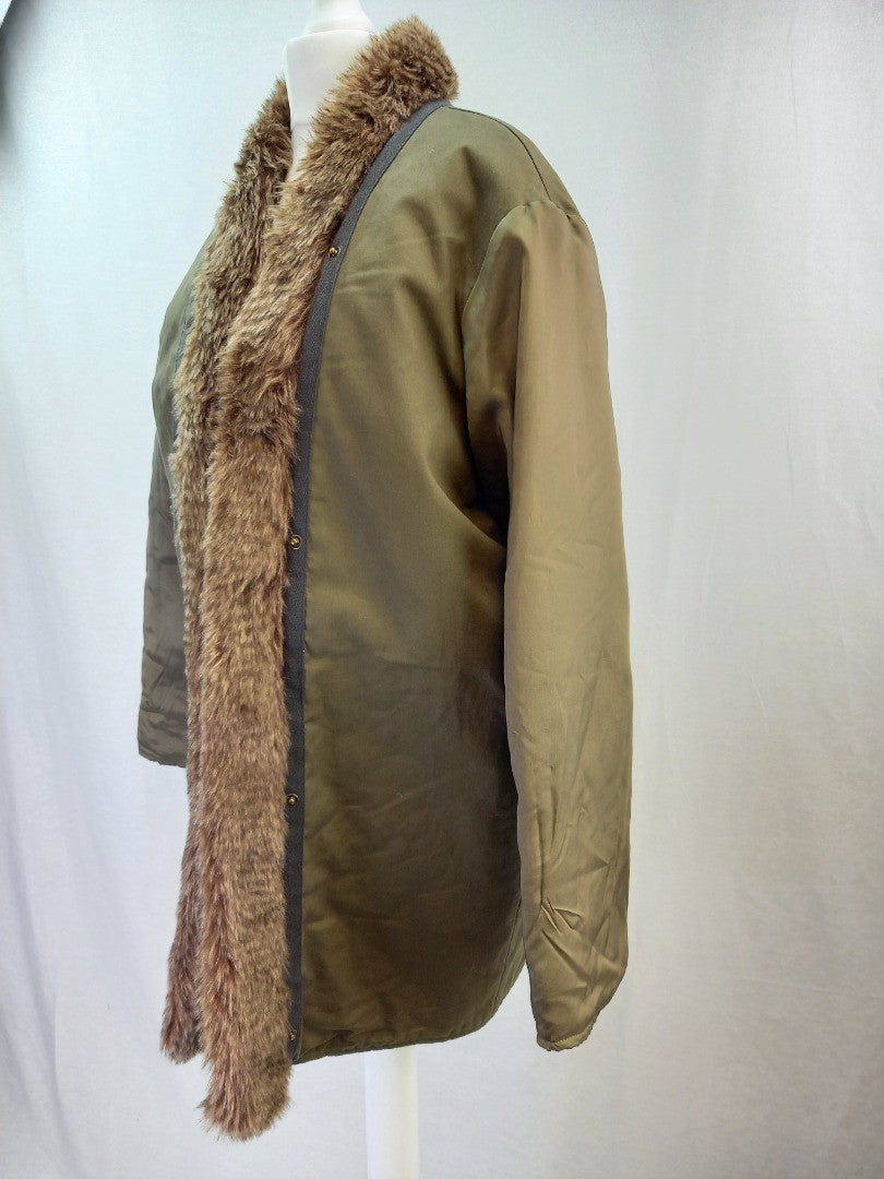 Wrap London Ladies Khaki Parka Lining / Undercoat Faux Fur - Size UK 8