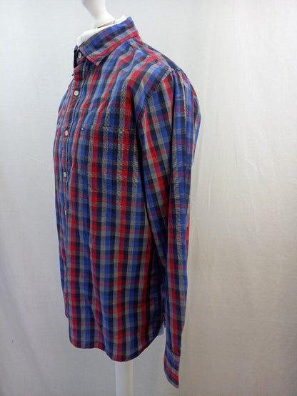 Tommy Hilfiger Golf Blue / Red Checkered Long Sleeve Shirt Mens - Size EU L