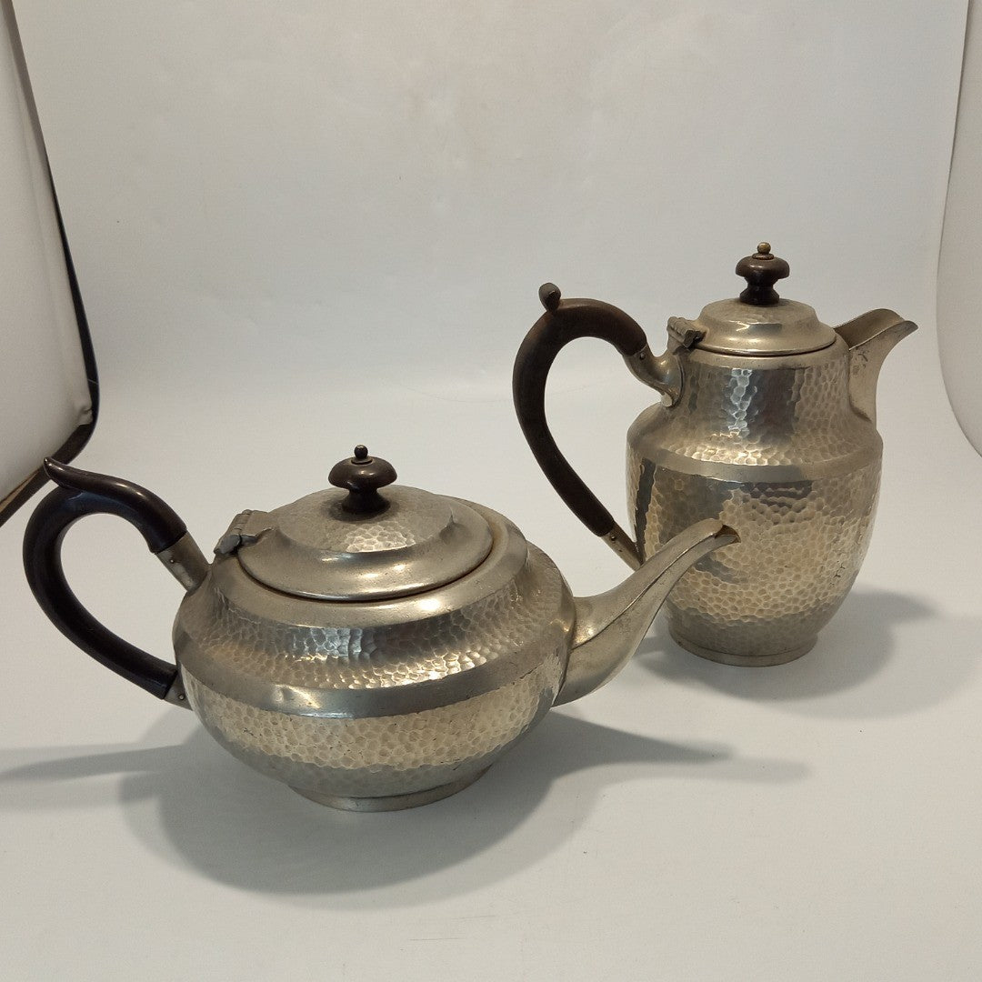 Hampden Pewter Hammered Tea & Coffee Pots - Bakelite Handle