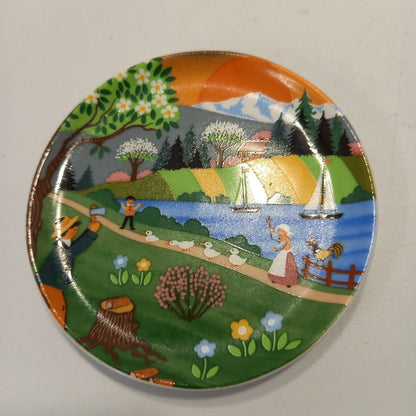 Barbara Furstenhofer.4 x Trinket Dishes/ Coasters - Germany Folk art 4" Diameter