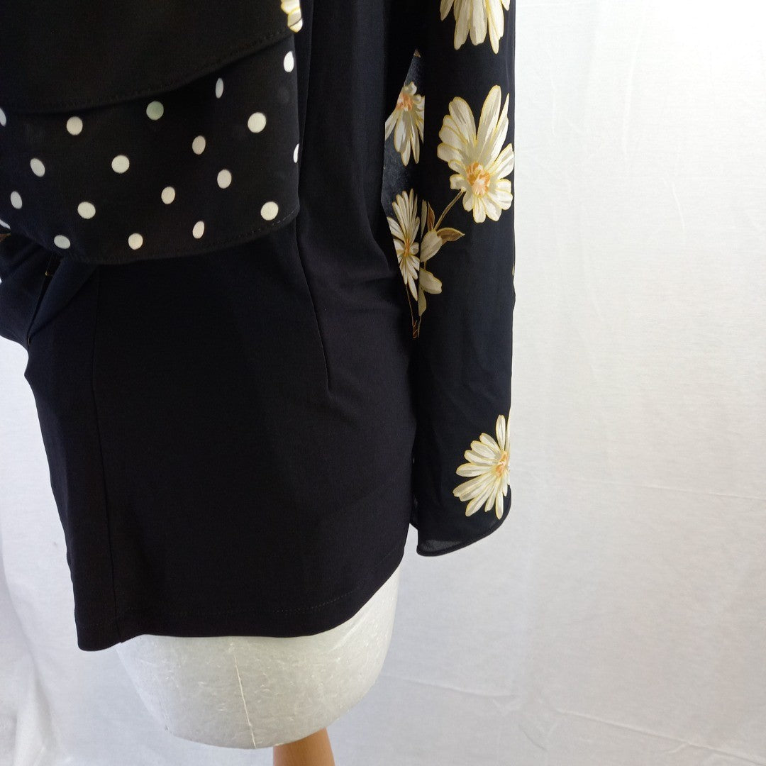 Joseph Ribkoff Floaty Floral Polka Dot Long Back Top - UK Size 14