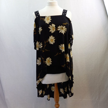 Joseph Ribkoff Floaty Floral Polka Dot Long Back Top - UK Size 14