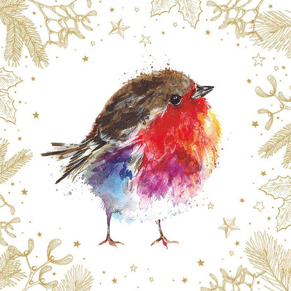 Fluffy Robin Christmas Gold Pack Of 10 Charity Christmas Cards Longfield Hospice