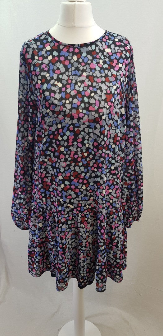 Hush Black Blue Pink Purple Spotty Dress Size 10 Nearly New