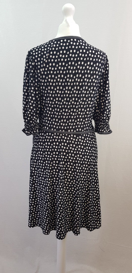 Max Studio Black White Spotty Stretchy Midi Dress Size M BNWT