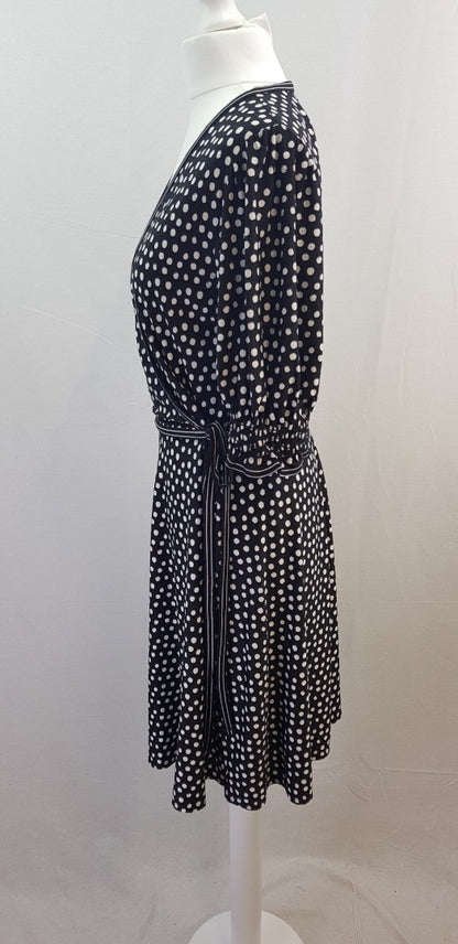 Max Studio Black White Spotty Stretchy Midi Dress Size M BNWT