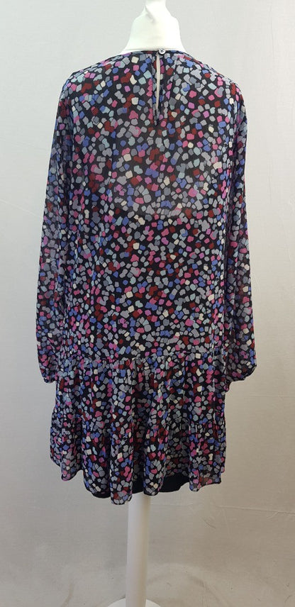 Hush Black Blue Pink Purple Spotty Dress Size 10 Nearly New