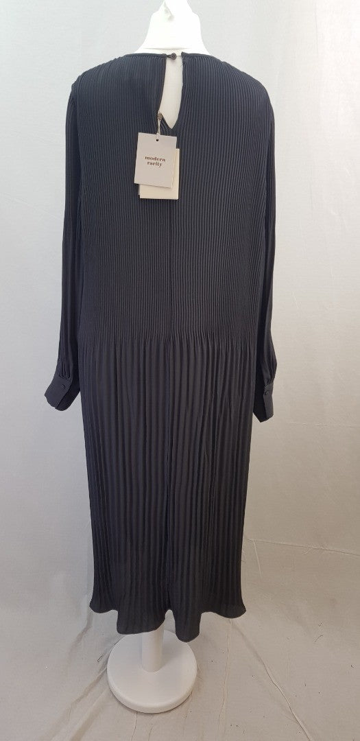 Modern Rarity Charcoal Long Pleated Dress Size 10 BNWT