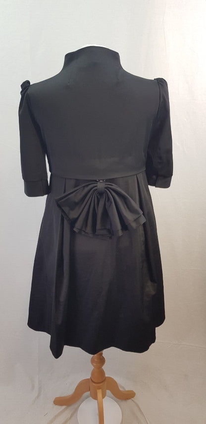 Malene Birger Black Satin Knee Length Coat Evening Size 8/10 Excellent Condition