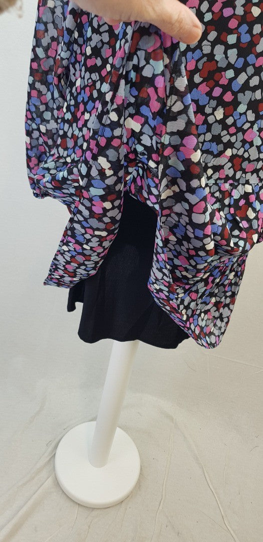 Hush Black Blue Pink Purple Spotty Dress Size 10 Nearly New