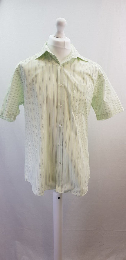 Jack Reid BHS Men's Mint Green Striped Short Sleeve Shirt Size 16/41 Excellent Condition