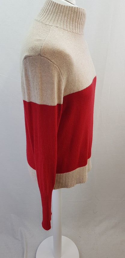 Bam Cream Red Wool Mix Jumper Size S VGC