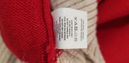 Bam Cream Red Wool Mix Jumper Size S VGC