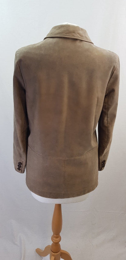 Paul Costelloe Real Nubuck Leather Jacket Brown Size 12 VGC