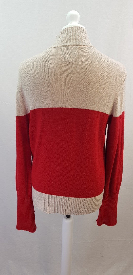 Bam Cream Red Wool Mix Jumper Size S VGC