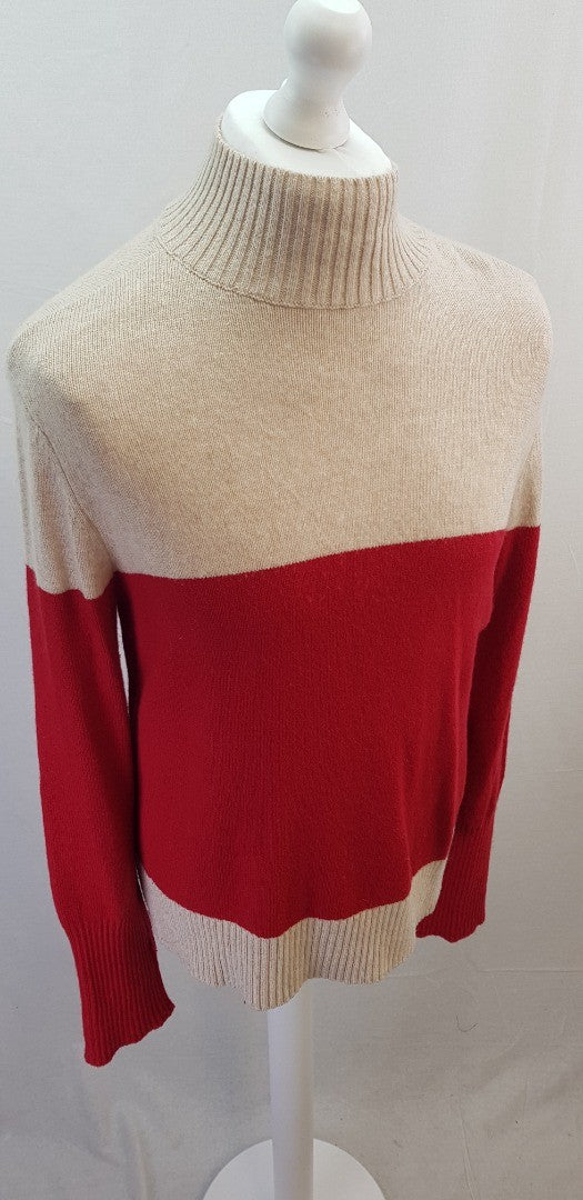 Bam Cream Red Wool Mix Jumper Size S VGC