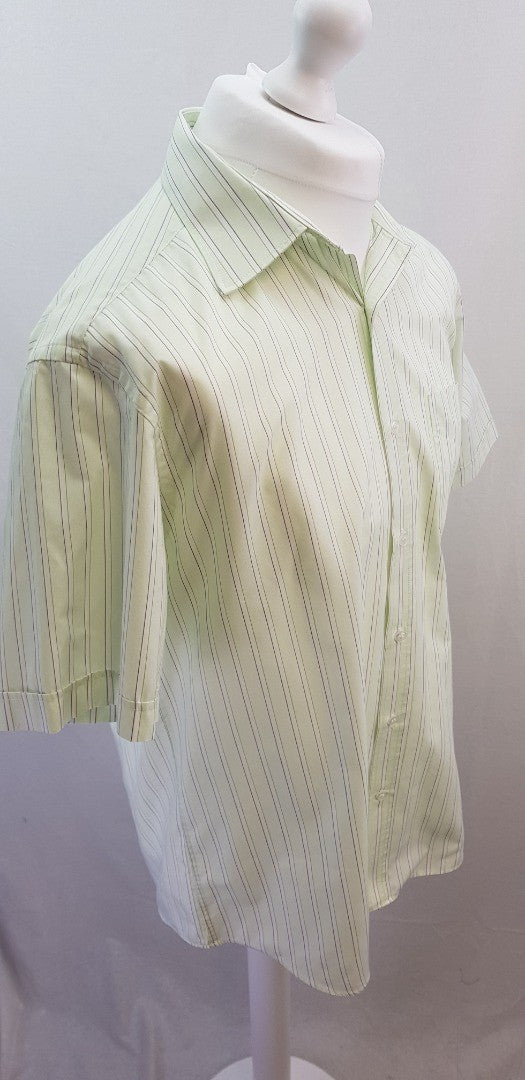 Jack Reid BHS Men's Mint Green Striped Short Sleeve Shirt Size 16/41 Excellent Condition