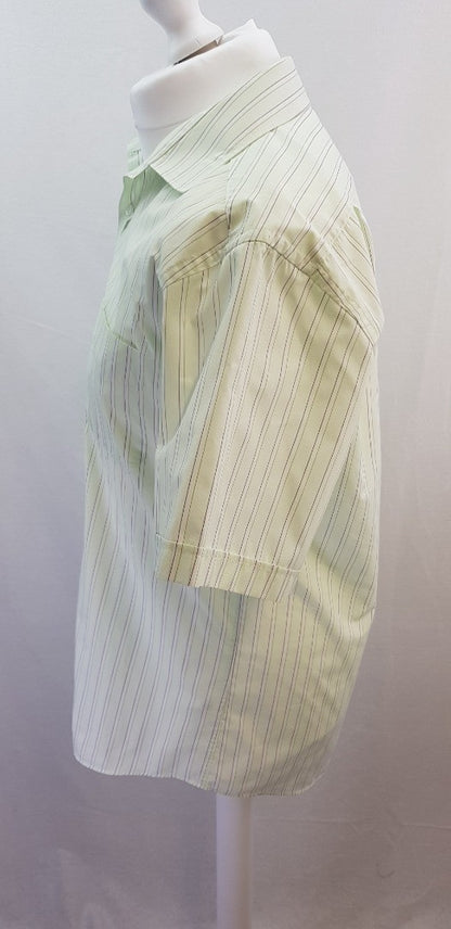 Jack Reid BHS Men's Mint Green Striped Short Sleeve Shirt Size 16/41 Excellent Condition