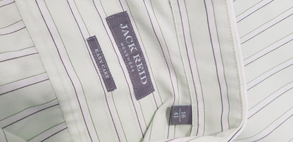 Jack Reid BHS Men's Mint Green Striped Short Sleeve Shirt Size 16/41 Excellent Condition